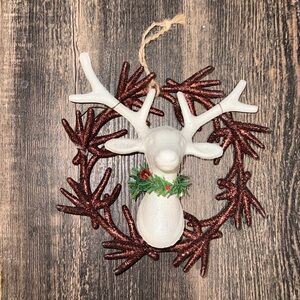 Elegant White and Brown Reindeer Ornament